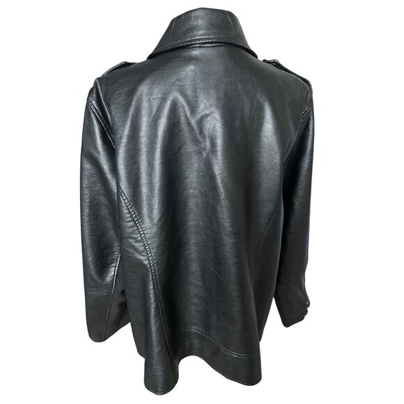 Lane Bryant Black Moto Jacket Vegan Leather Silver Zippers Pockets Size 2X - Picture 4 of 8